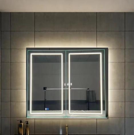 โรงงานขายส่ง หรูหรา ตู้อาบน้ํา กระจกไฟฟ้าขนาดใหญ่ ห้องน้ํา Smart LED กระจกกระจก กระจกอลูมิเนียม
